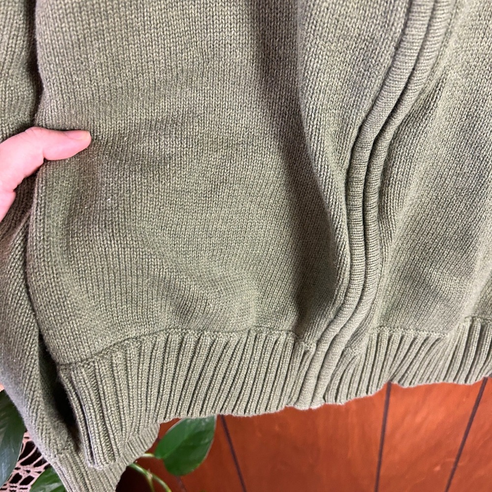 Croft & Barrow Mens Full Zip Sweater Olive Green Mock Neck Ribbed Knit Large - Picture 5 of 11